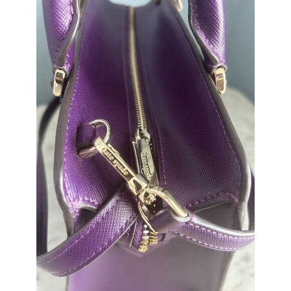 Kate Spade Ripe Plum Madison Saffiano Leather Medium Purple Bag Satchel EUC - Picture 7 of 15